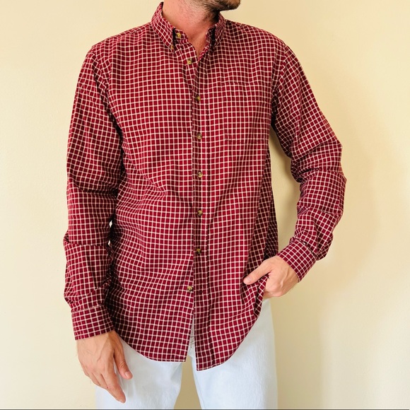 Eddie Bauer red plaid button down shirt long sleeve - Picture 2 of 10